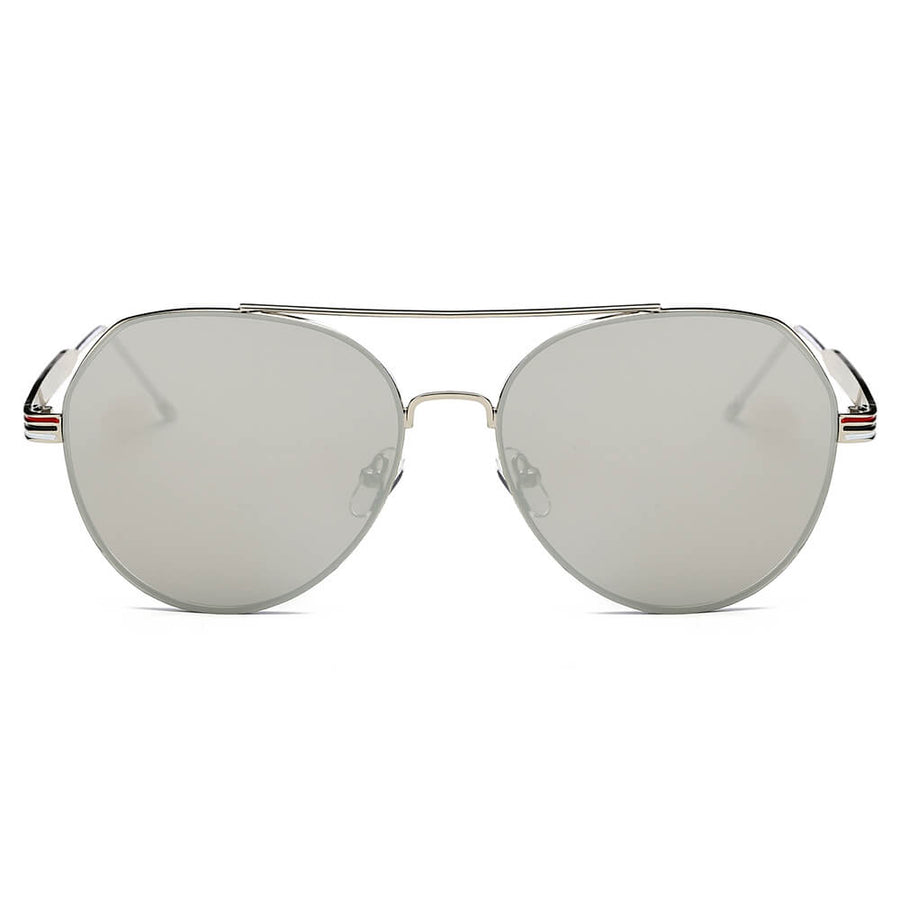 ERIE - Modern Teardrop Aviator Flat Mirrored Flat Lens Sunglasses