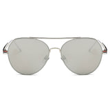 ERIE - Modern Teardrop Aviator Flat Mirrored Flat Lens Sunglasses