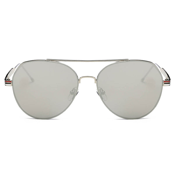 ERIE - Modern Teardrop Aviator Flat Mirrored Flat Lens Sunglasses