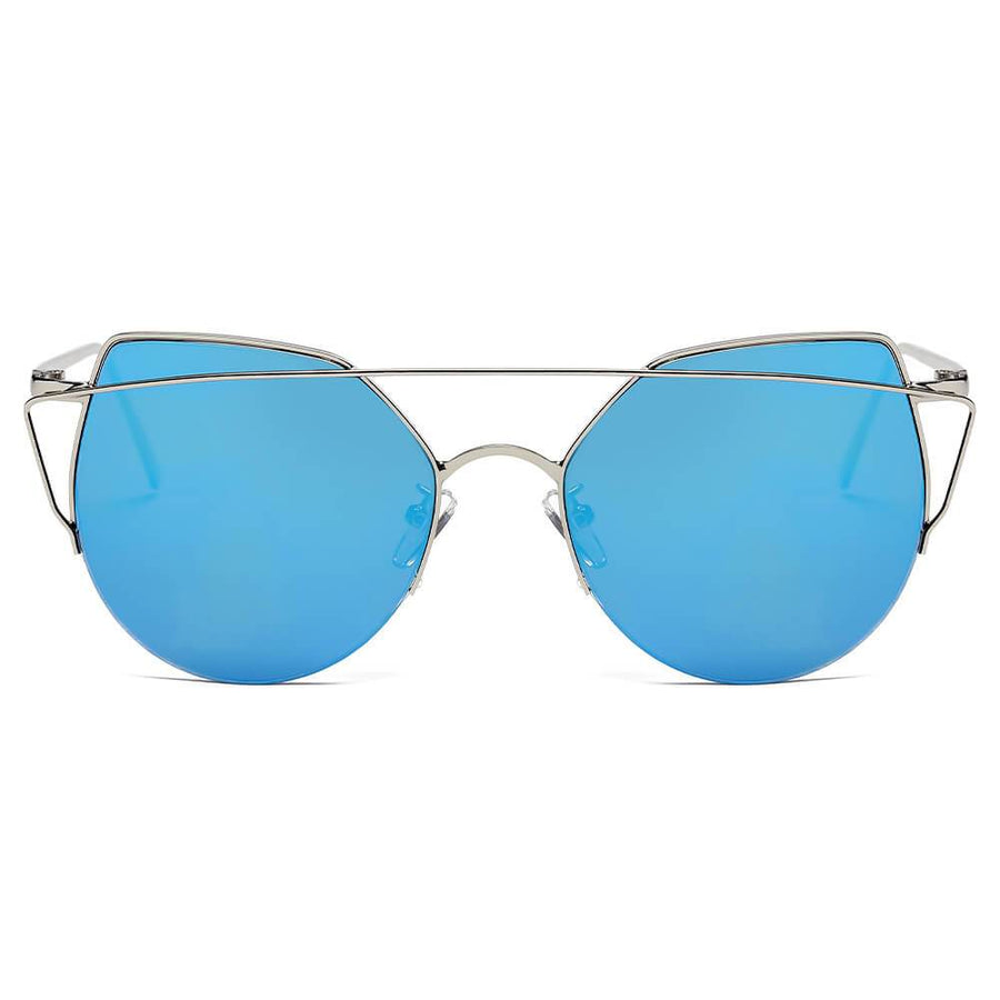 DILLON | Modern Cat Eye Mirrored Flat Lens Sunglasses Circle
