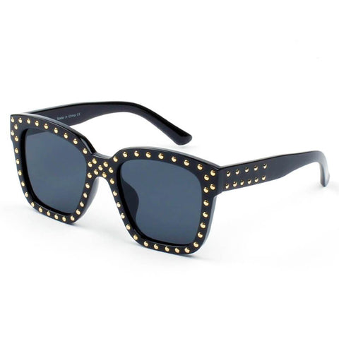 EPPING | Hipster Marquee Lights Square Frame Sunglasses- Black & Gold