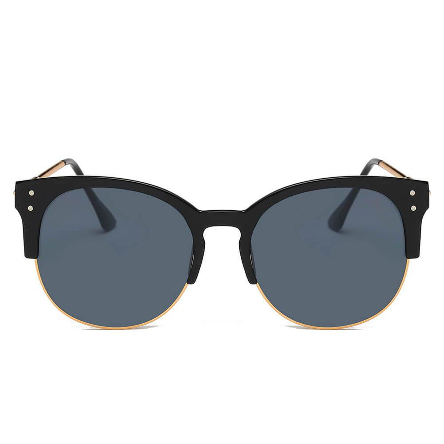 ABANDA |  Round Mirrored Flat Lens Half Frame Sunglasses Circle