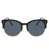ABANDA |  Round Mirrored Flat Lens Half Frame Sunglasses Circle