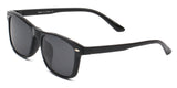 TOKI | Polarized Clip-On Lens Rectangular Nailed Deco Sunglasses- Black