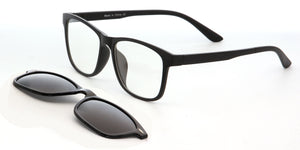 TOKI | Polarized Clip-On Lens Rectangular Nailed Deco Sunglasses- Black