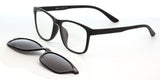 TOKI | Polarized Clip-On Lens Rectangular Nailed Deco Sunglasses- Black