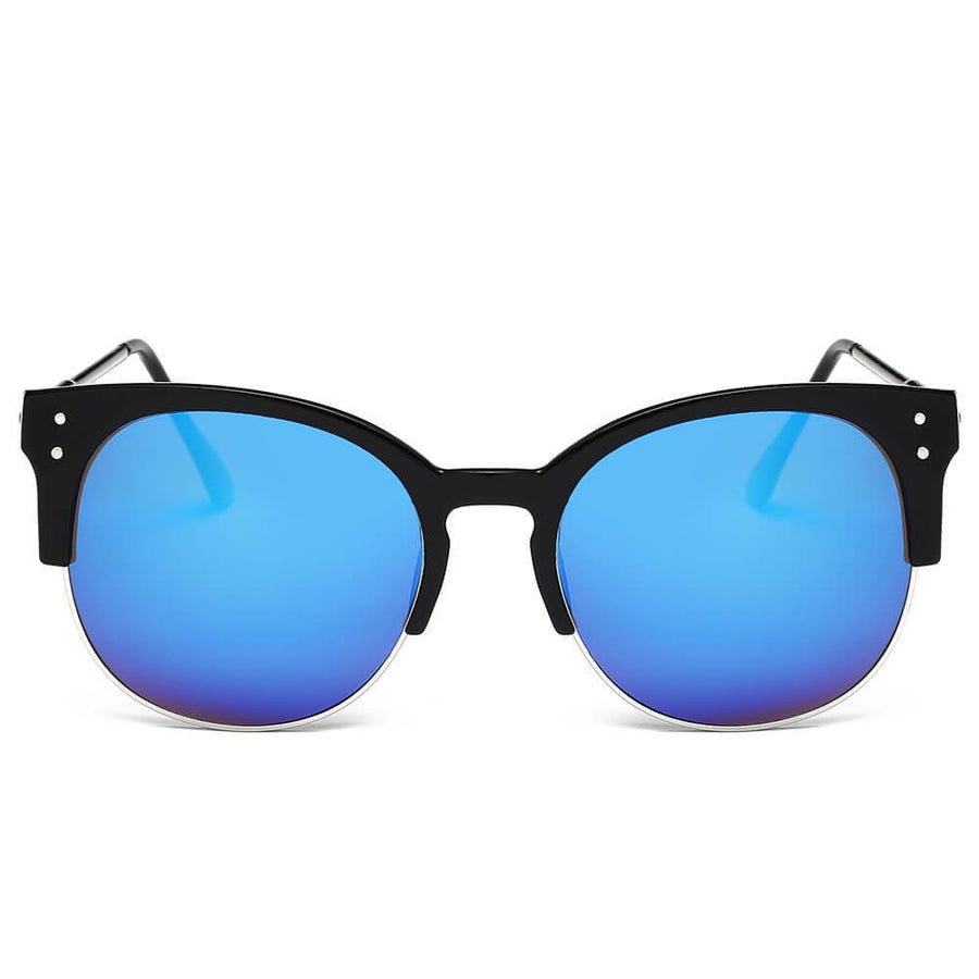 ABANDA |  Round Mirrored Flat Lens Half Frame Sunglasses Circle