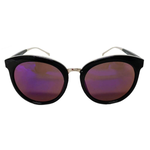 NORTH | Women's Oversized Round Mirrored Lens Horned Rim Sunglasses