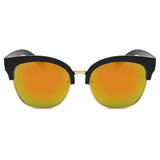Jenison - Flat Mirrored Lens Clubmaster Horned Rim Sunglasses