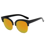 Jenison - Flat Mirrored Lens Clubmaster Horned Rim Sunglasses