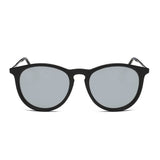 AMES | Retro Vintage Inspired Horn Rimmed Keyhole Round Sunglasses- Black & Silver
