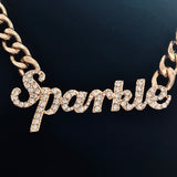 Gold and Rhinestone Sparkle Pendant Necklace