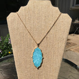 Gold Tone Moroccan Pendant Necklace- Turquoise