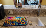 Sunflowers in Color Dish Drying Mat