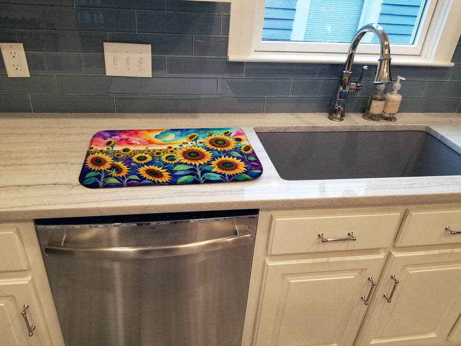 Sunflowers in Color Dish Drying Mat