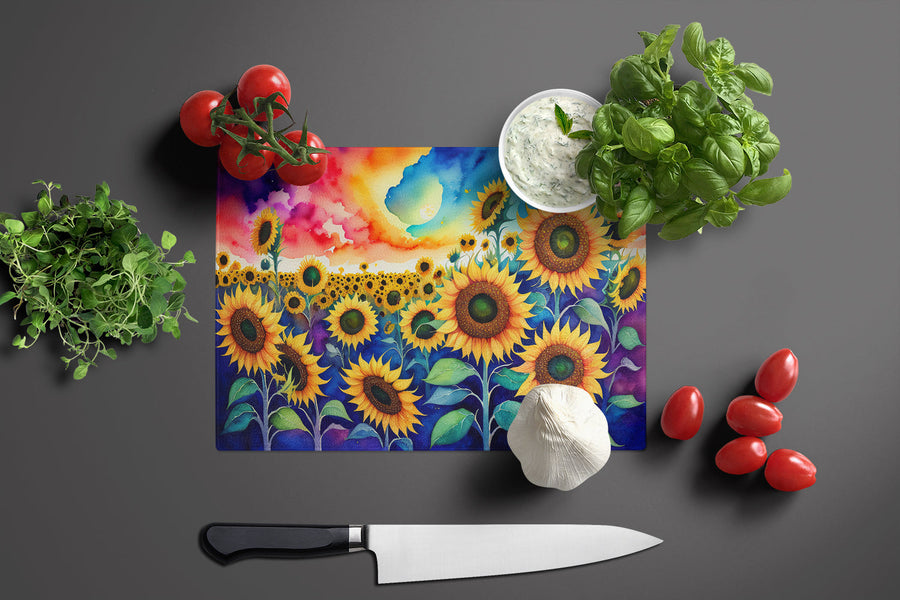 Sunflowers in Color Glass Cutting Board