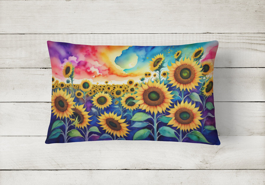 Rectangle Sunflowers in Color Throw Pillow