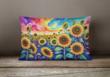 Rectangle Sunflowers in Color Throw Pillow