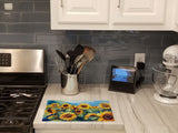 Sunflowers in Watercolor Glass Cutting Board 8