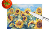 Sunflowers in Watercolor Glass Cutting Board 8