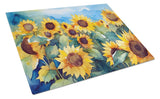 Sunflowers in Watercolor Glass Cutting Board 8