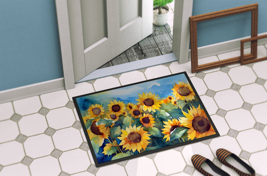 Sunflowers in Watercolor Doormat 5