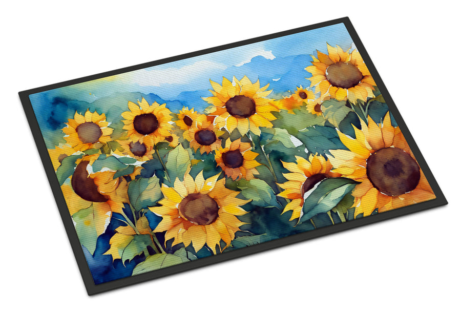 Sunflowers in Watercolor Doormat 5