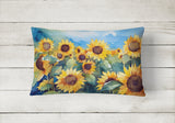 Rectangle Sunflowers in Watercolor Throw Pillow 4
