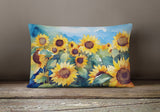 Rectangle Sunflowers in Watercolor Throw Pillow 4