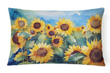 Rectangle Sunflowers in Watercolor Throw Pillow 4