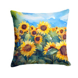 Square Sunflowers in Watercolor Throw Pillow 12