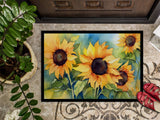 Sunflowers in Watercolor Doormat 4