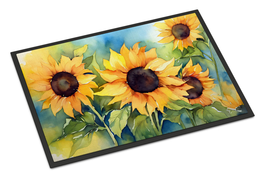 Sunflowers in Watercolor Doormat 4