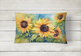 Rectangle Sunflowers in Watercolor Throw Pillow 5