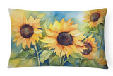 Rectangle Sunflowers in Watercolor Throw Pillow 5