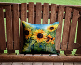 Square Sunflowers in Watercolor Throw Pillow 15