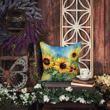 Square Sunflowers in Watercolor Throw Pillow 15