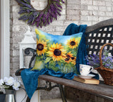 Square Sunflowers in Watercolor Throw Pillow 10