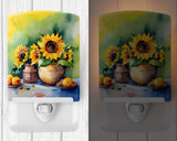 Sunflowers in Watercolor Ceramic Night Light 1
