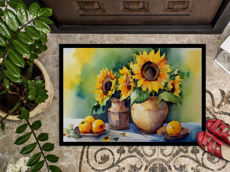 Sunflowers in Watercolor Doormat 7