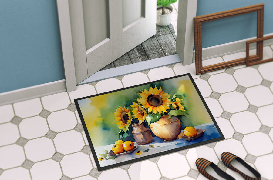 Sunflowers in Watercolor Doormat 7