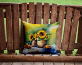 Square Sunflowers in Watercolor Throw Pillow 7
