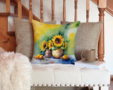 Square Sunflowers in Watercolor Throw Pillow 7