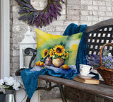Square Sunflowers in Watercolor Throw Pillow 11