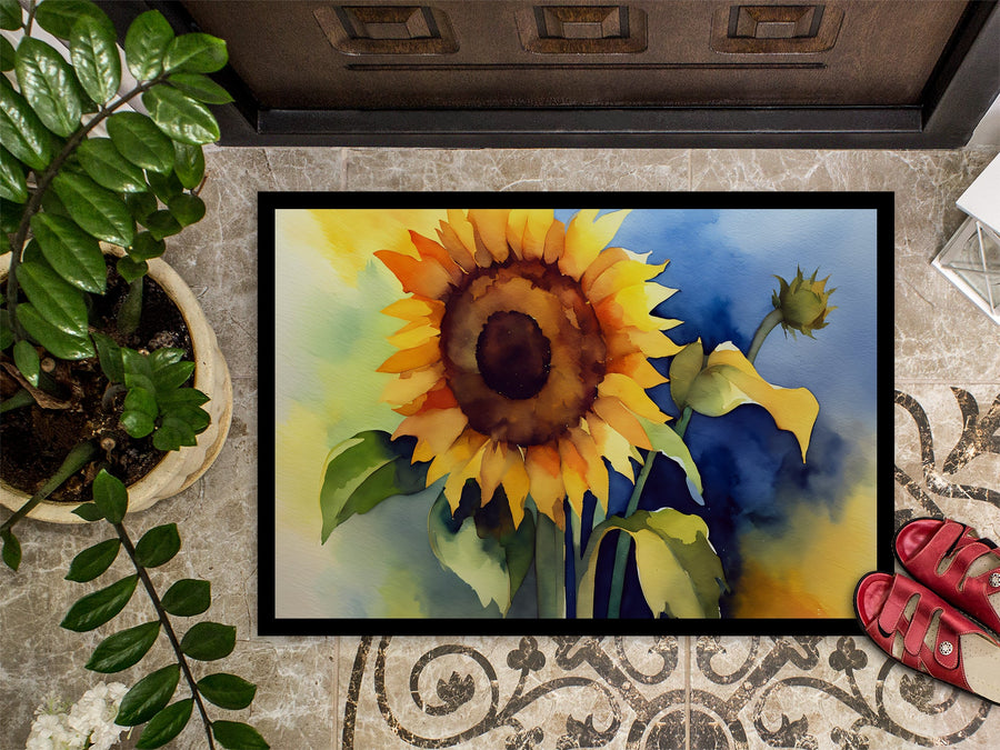 Sunflowers in Watercolor Doormat 3
