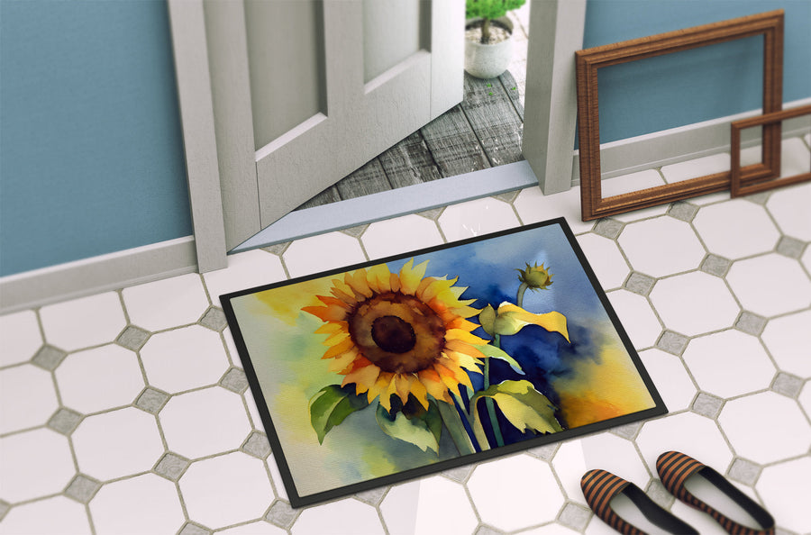 Sunflowers in Watercolor Doormat 3
