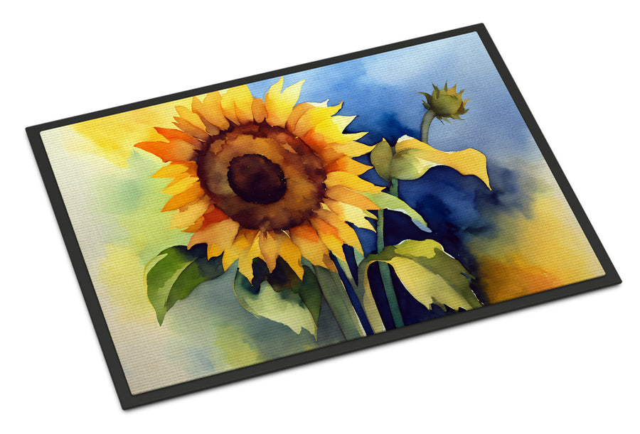 Sunflowers in Watercolor Doormat 3