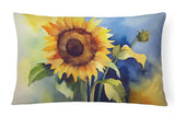 Square Sunflowers in Watercolor Throw Pillow 9