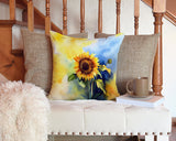Square Sunflowers in Watercolor Throw Pillow 5