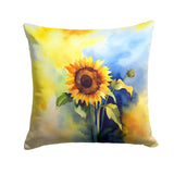 Square Sunflowers in Watercolor Throw Pillow 5